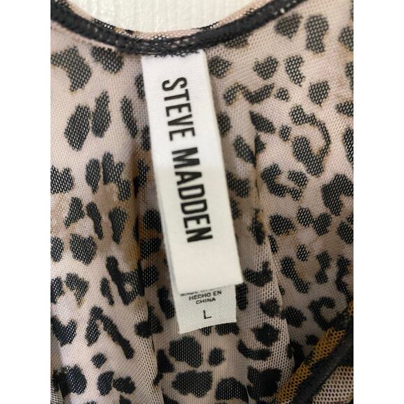 Steve Madden Sheer Leopard Print Bodysuit Size L - Picture 4 of 4